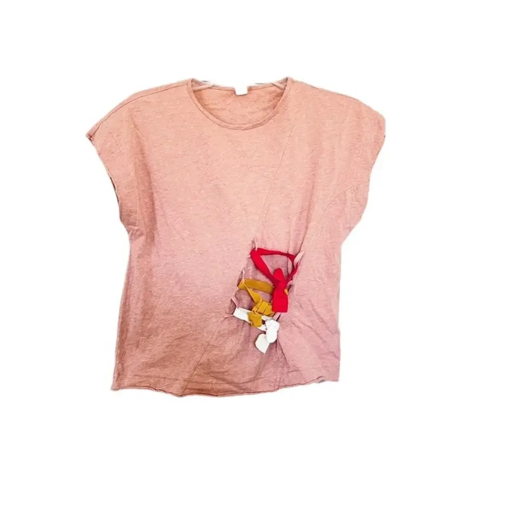 Tia Cibani girls box fit tee with cinching ribbon size 16